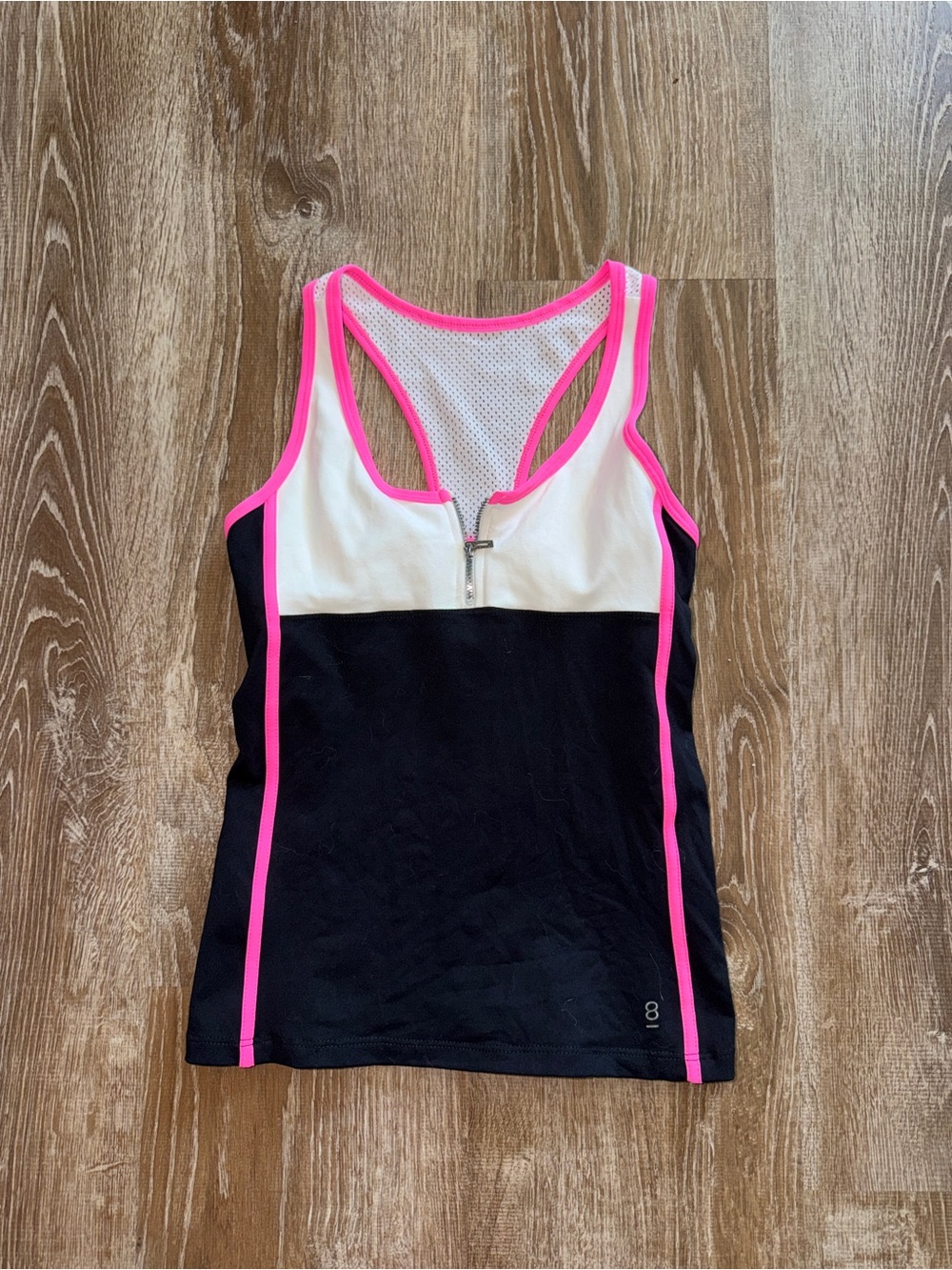 Vintage Y2K Women’s Black & White Racerback Tank with Pink Trim